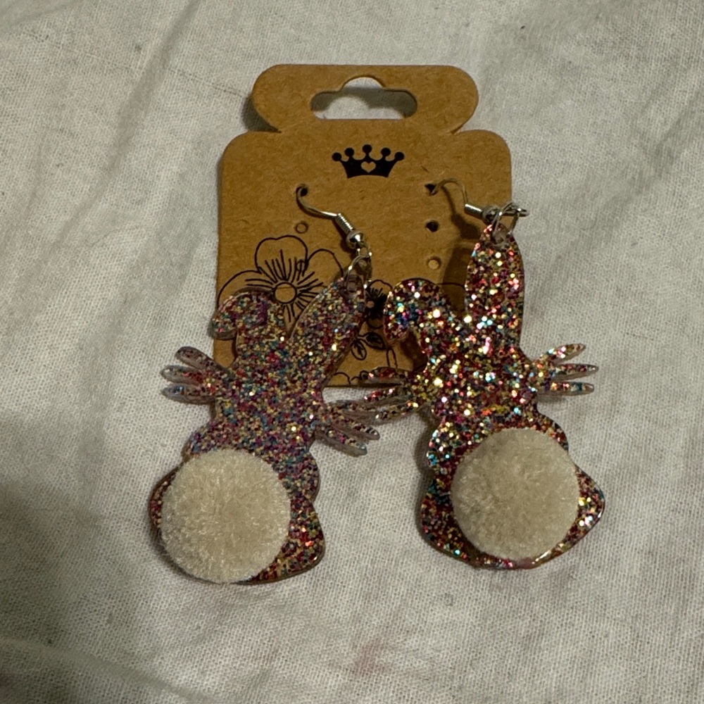 Glittery Multicolor Bunny Earrings